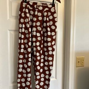 Urban Outfitters Rust Wide Leg Polka Dot Pants